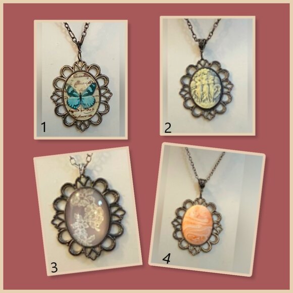 Gunmetal Black Cameo necklaces - Picture 1 of 5